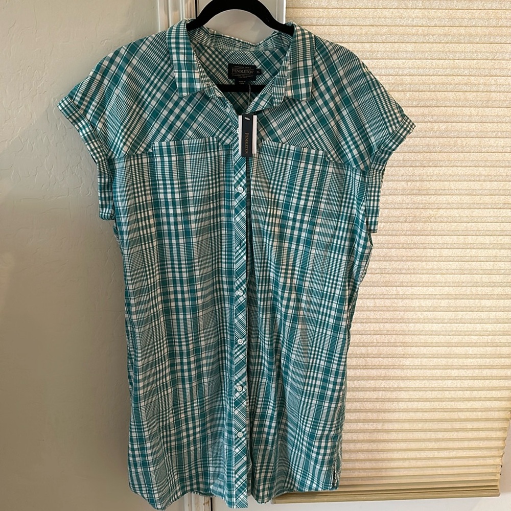 Pendleton Teal and White Plaid Mini Dress